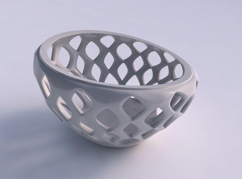 Bowl compressed with smooth beveled edges and extruded top sq...