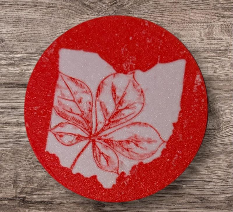 Ohio State Buckeye Leaf Coaster 
