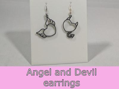 Angel and Devil heart earrings