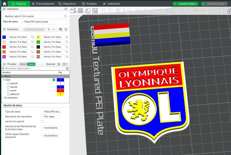 Ligue 1  Olympique Lyonnais keychain badge Printable and Renderable