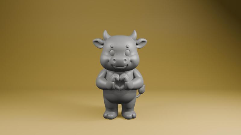 Cow Heart Sign STL File – Cute 3D Print Figurine