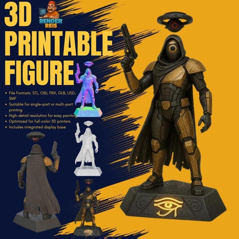 Watcher Awakens – 3D Printable Cosmic Mystic Warrior Figure