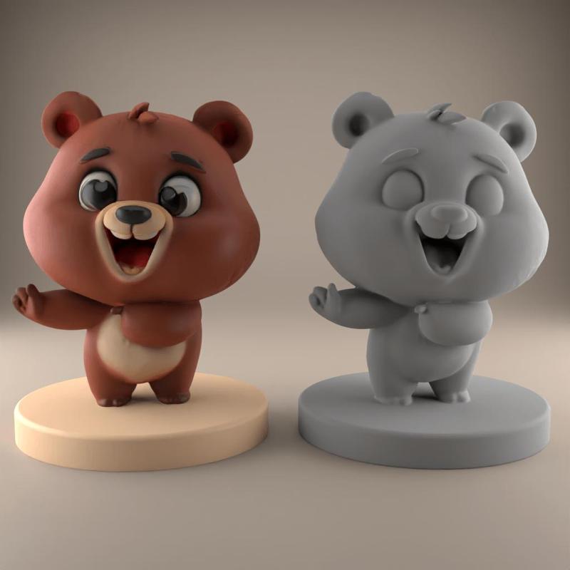 Cute Bear STL File - 3D Model for Decoration Gift 2