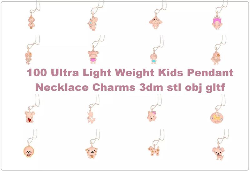 100 Ultra Light Weight Kids Pendant Necklace Charms 3dm stl obj 3D Model Collection