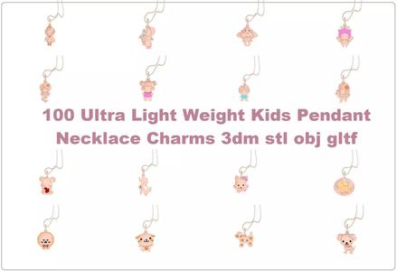 100 Ultra Light Weight Kids Pendant Necklace Charms 3dm stl obj 3D Model Collection