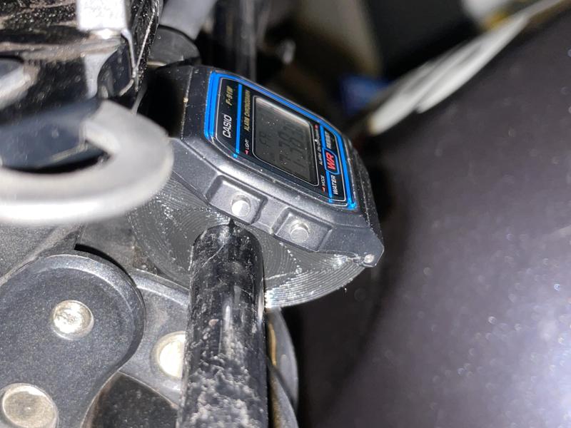 Casio F-91W motorcycle handlebar mount (diam 10mm)