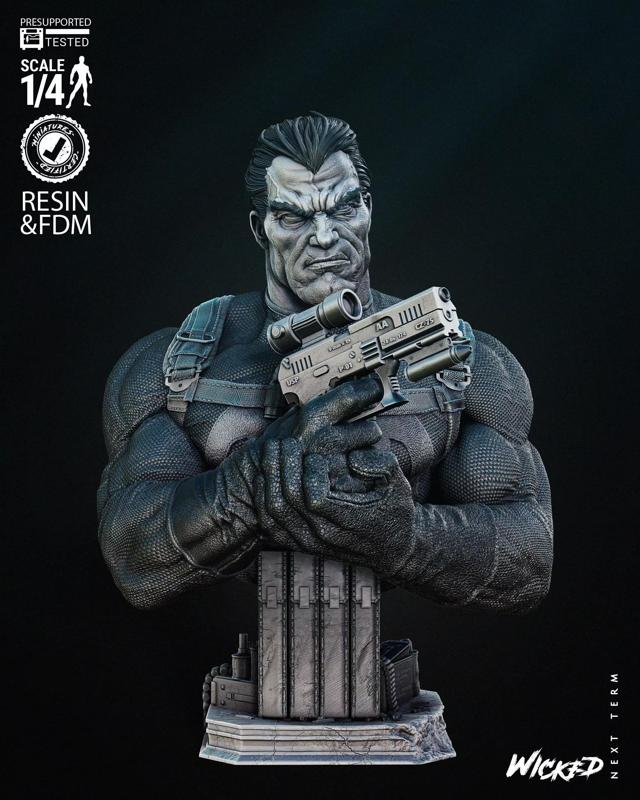 Wicked Marvel Punisher Bust Tested for 3D printing