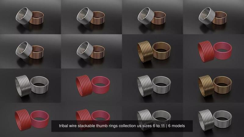 tribal wire stackable thumb rings collection us sizes 6 to 11