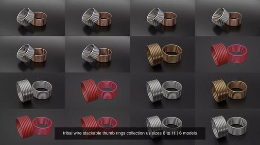 tribal wire stackable thumb rings collection us sizes 6 to 11