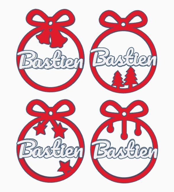 4 x Bastien, personalized Christmas tree ball, christmas