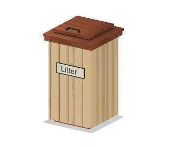 Model Railway - Wooden Litter Bin
