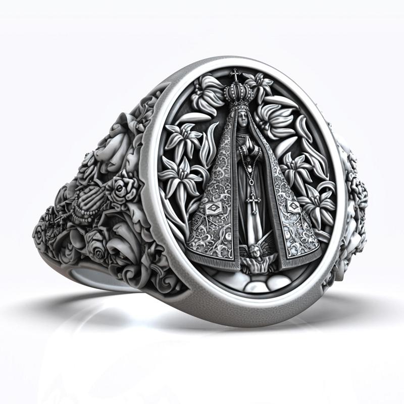 Our Lady of Aparecida Nossa Senhora Lily Christian Ring