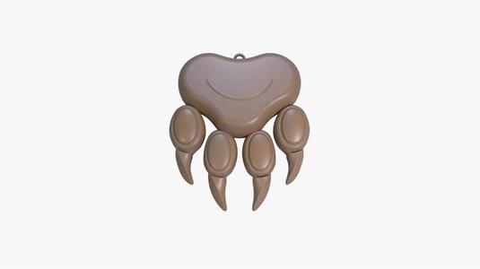 Bear Paw Keychain 3D STL File Printable Nature Charm
