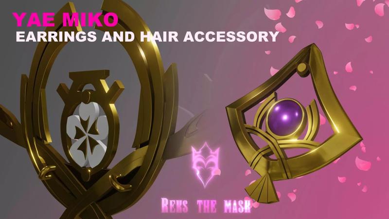 Yae Miko earrings and hair accessory 3D print file