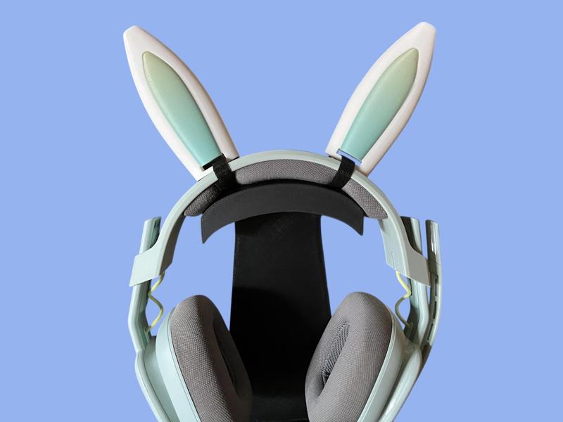 Cute bunny ears headphones decor, headset attachment accessory
