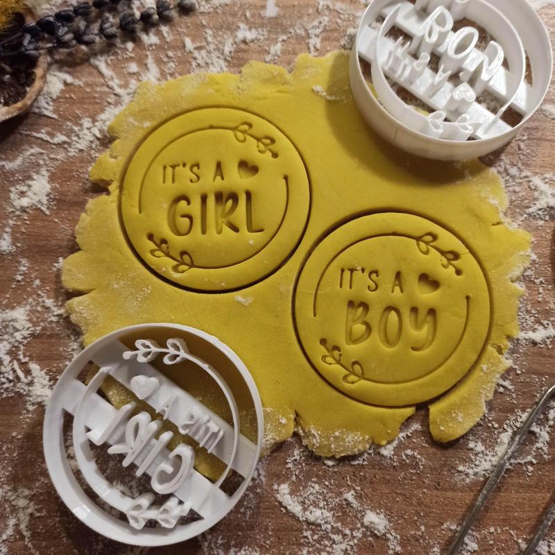 Boy & Girl Cookie / Fondant Cutter, Baby What Will It Be, Baby Shower, Gender Reveal Tool, Funny Surprise, 3D STL File Digital Download