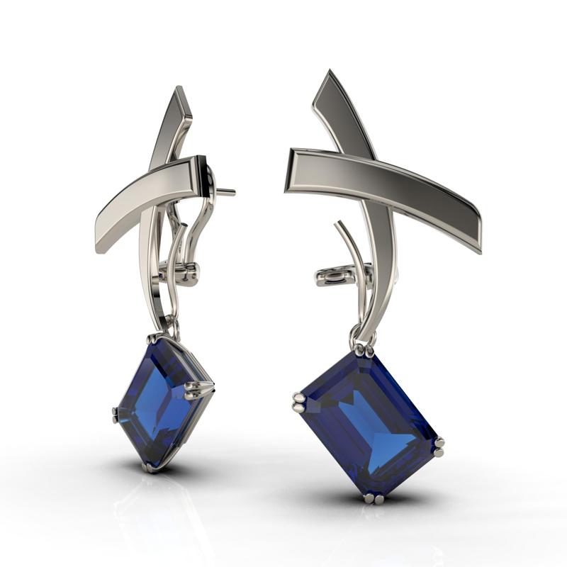 Printable earrings Tiffani X Gem shape emerald STL