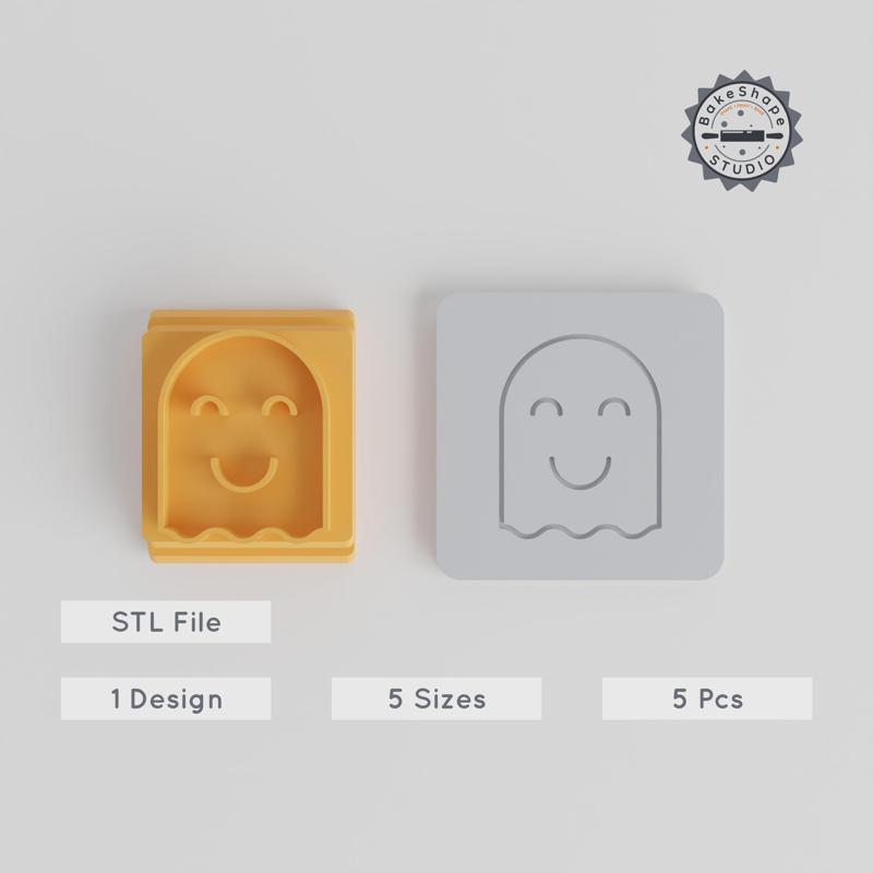 Ghost Stamp Tile Set, 5 Sizes, Perfect for Clay, Cookies & Fondant, Halloween Spooky Motif