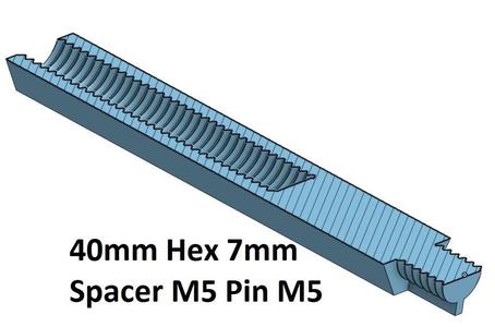 Hex 7 Spacer, Standoff 10, 20, 30, 40, 50, 60, 70, 80, 90, 100 mm; M5 Pin M5