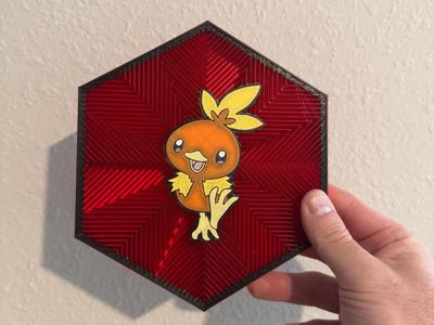 #255 Torchic Hex Wall Art