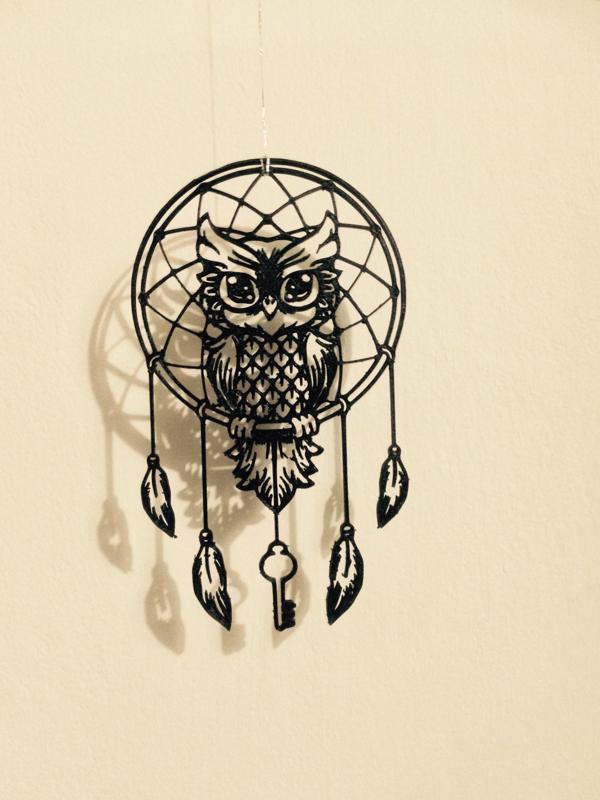 Owl dream Catcher (Buho, lechuza, atrapasueños). Arte 2D.