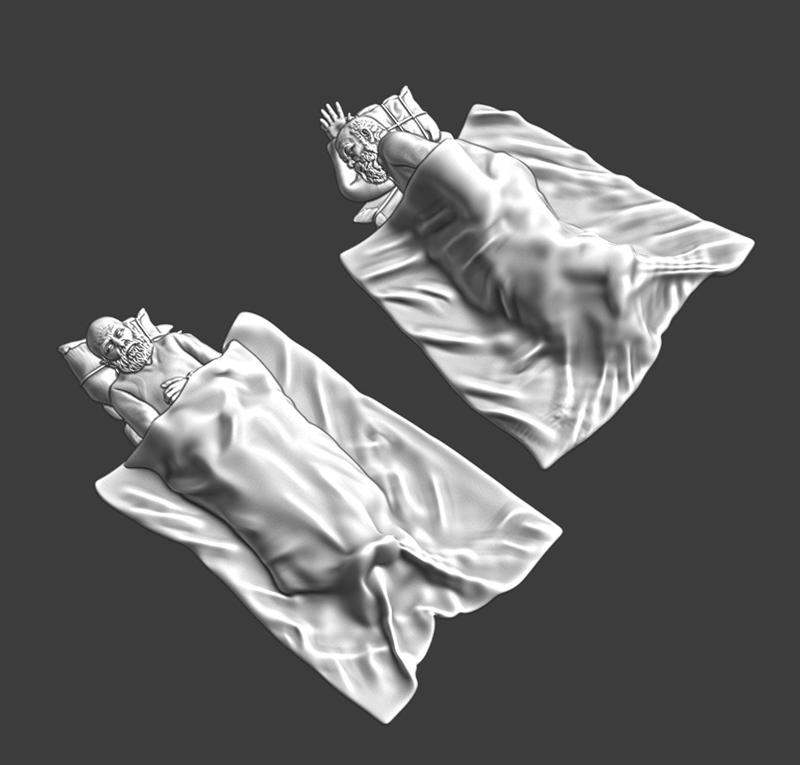 Two medieval men sleeping