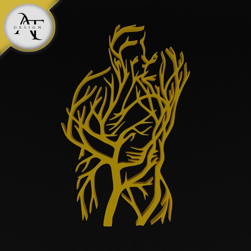 The Kiss Of Nature - Tree  - Line Art - 2D Wall Art Decor