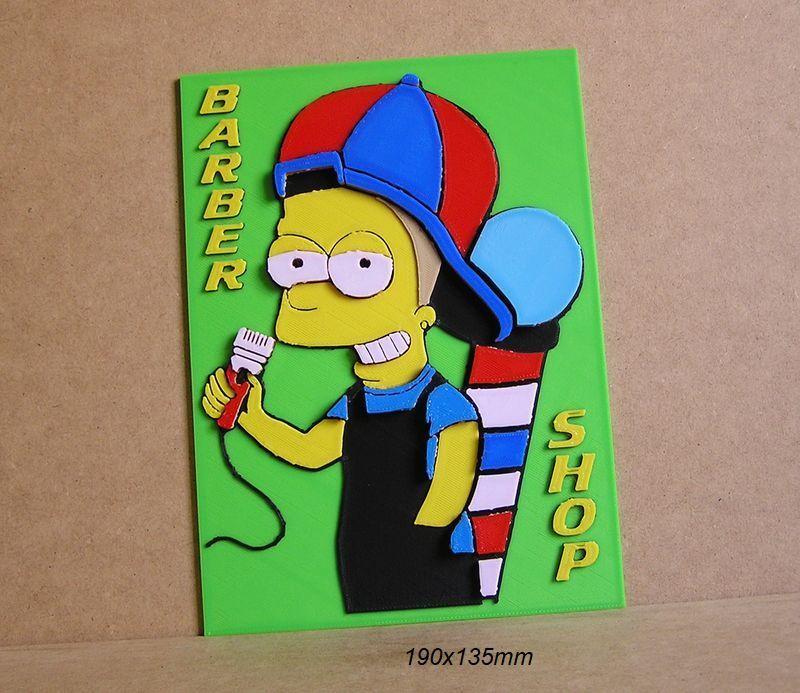 Burt, Simpson, hairdresser, barber, scissors, foam, shaving, sign, signboard, sign, sign, print3d