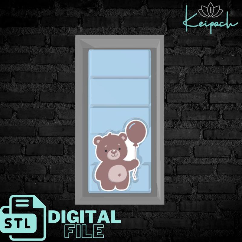 Teddy With Balloon Snap Bar Digital STL Master Mold File for silicone wax melt mold making