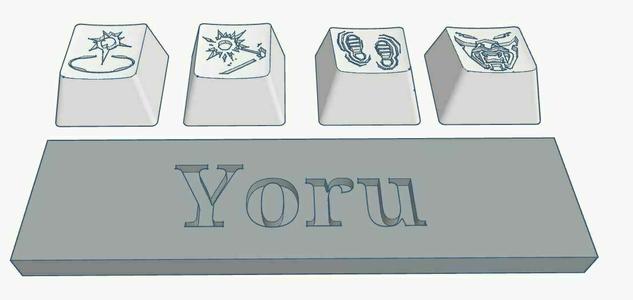 Valorant Yoru Abilities Custom Keycaps Debossed Design