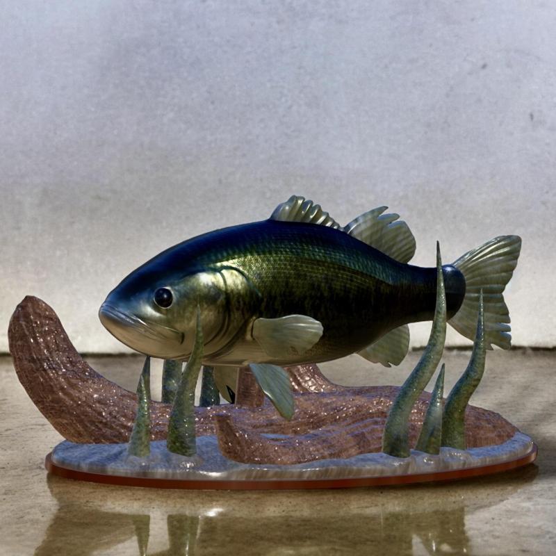 bass 2.0 underwater statue detailed texture for 3d printing