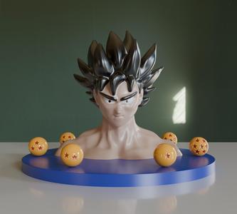 Goku Dragonball Bust Sculpture 3D Fan Art DBZ