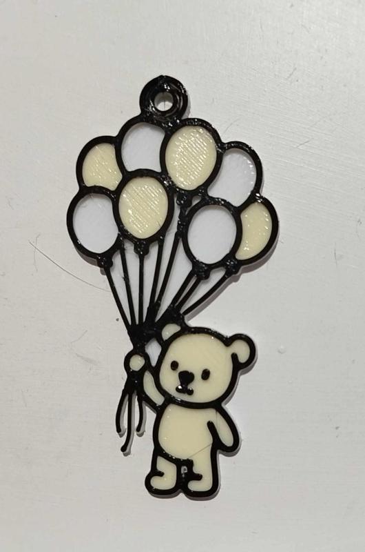 Teddy Bear Keychain with Balloons