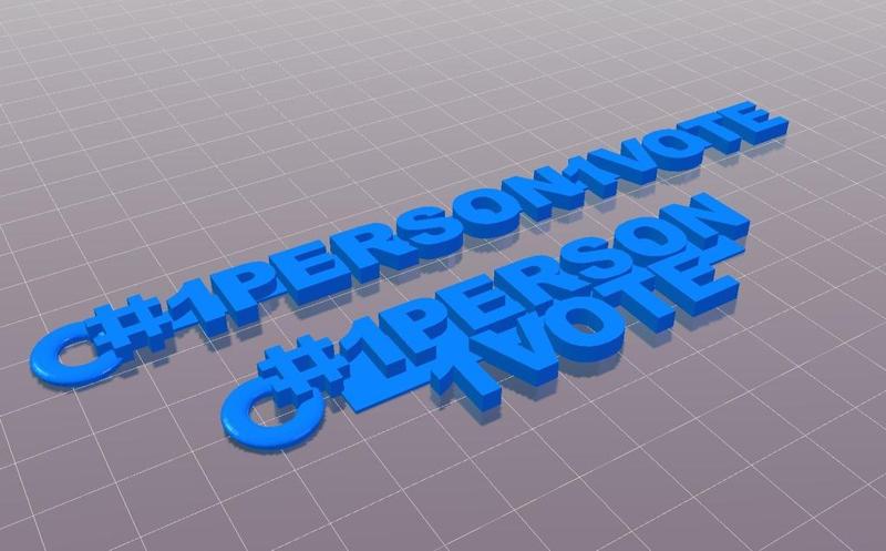 Abolish Electoral College hashtag #1person1vote keychain charm