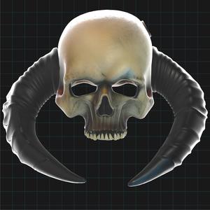 Demon Skull with Horns 3D Model – Fantasy Creature