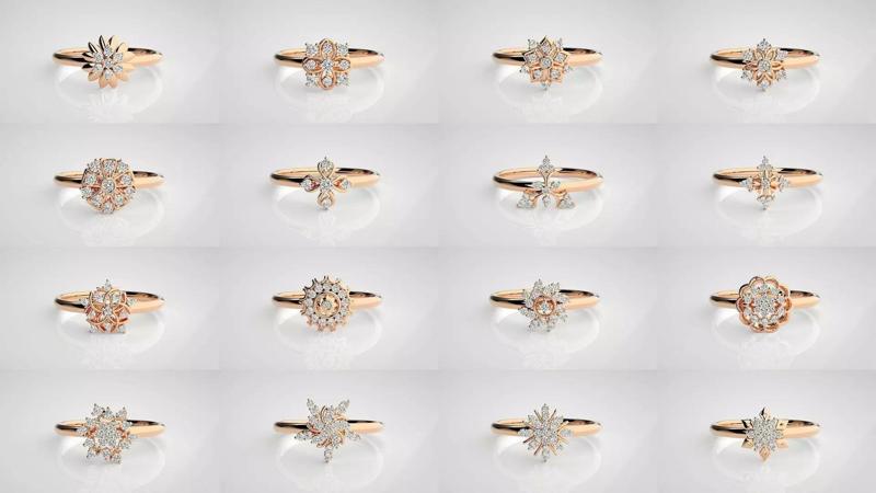 114 Flower Ultra light wt minimalist Women Ring 3dm stl renders  3D Model Collection