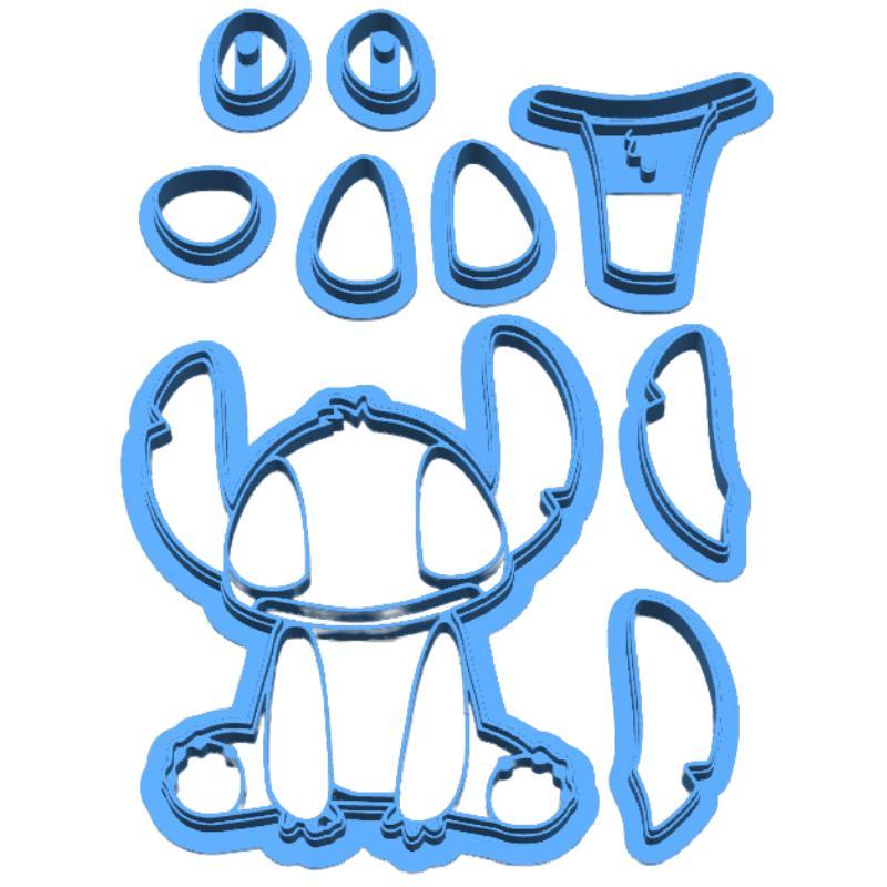 Stitch 3D Layered Cookie Cutter – STL for Biscuit and Fondant