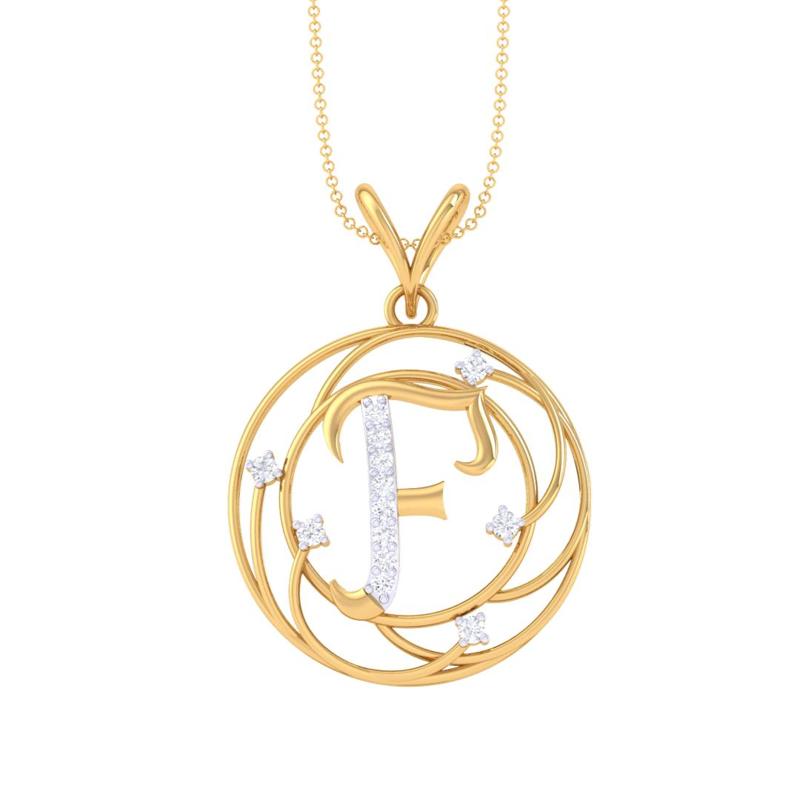 3D Printable Cad jewelry design of Lady diamond Pendant Letter model
