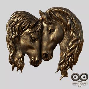 Romantic Horses Relief 3D Love Wall Art for CNC or Print
