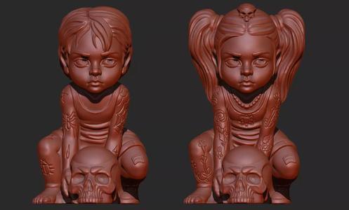 sculpture of twins