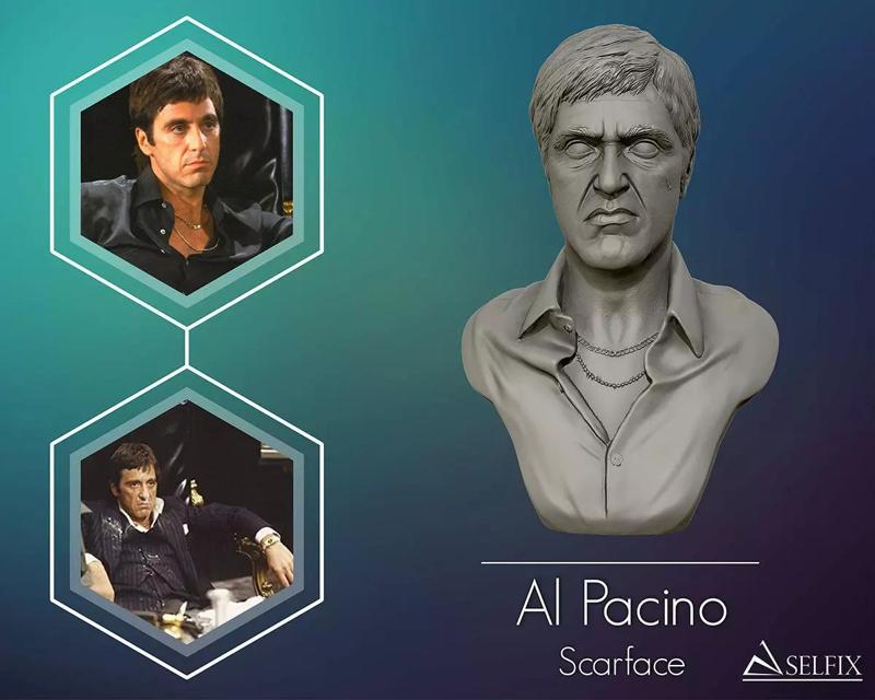 Scarface Alpacino portrait sculpture
