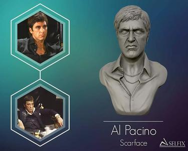 Scarface Alpacino portrait sculpture