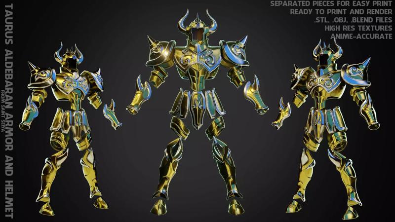 Saint Seiya Taurus Aldebaran Helmet and Armor for Cosplay 3D Model Collection