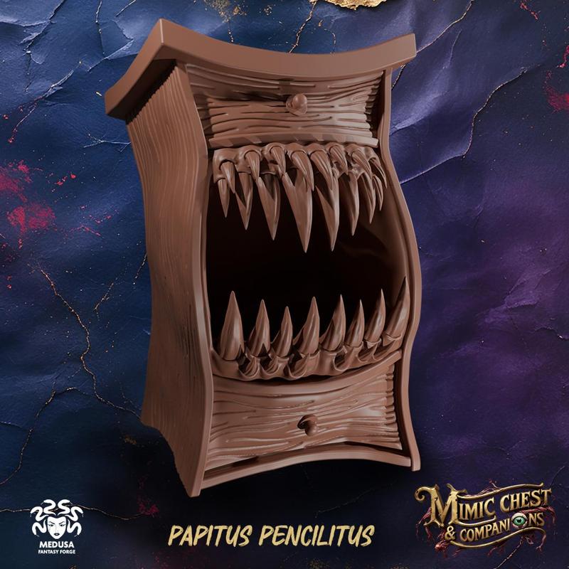 Papitus Pencilitus - Mimic Chest & Companions (Pencil & brush Holder)