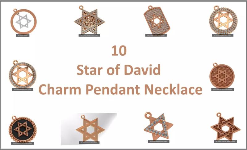 10 Star of David Charm Pendant Necklace 3D Model Collection