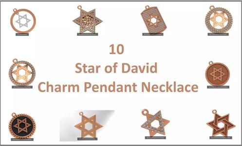 10 Star of David Charm Pendant Necklace 3D Model Collection