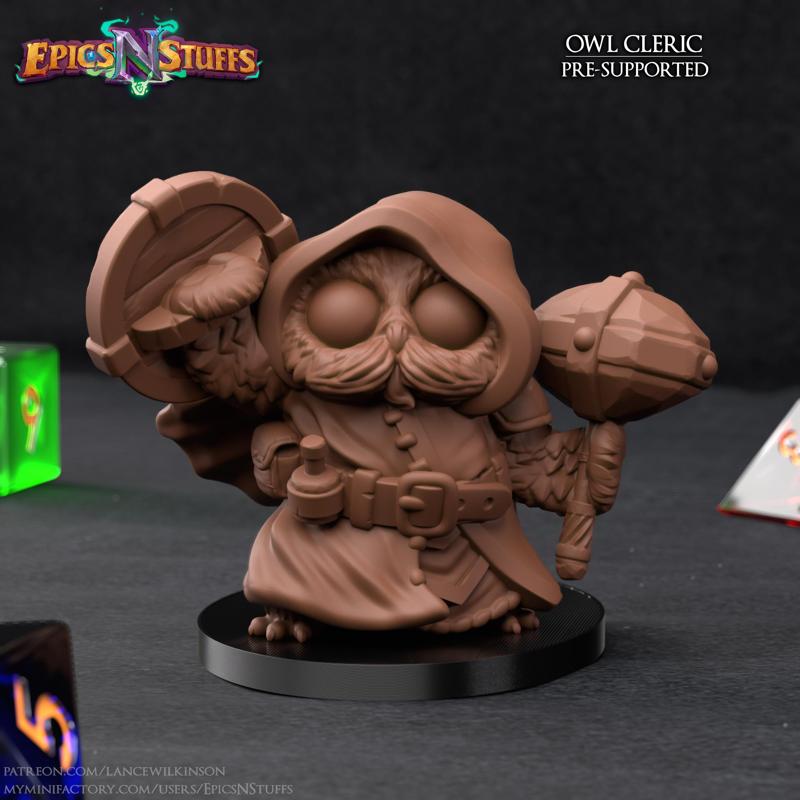 Owlkin Cleric Miniature - Pre-Supported