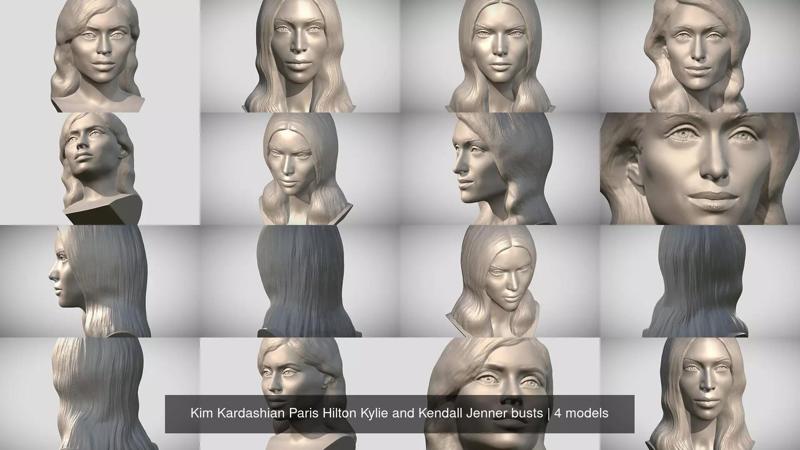 Kim Kardashian Paris Hilton Kylie and Kendall Jenner busts 3D Model Collection