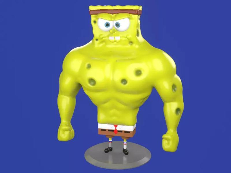 Muscle Spongebob meme sculpture 3D print