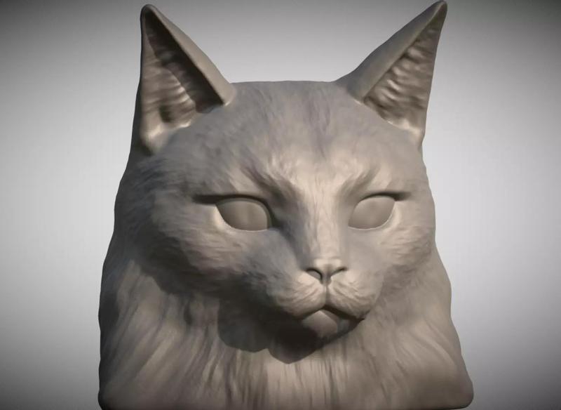 Norwegian Forest cat head for 3D printing
